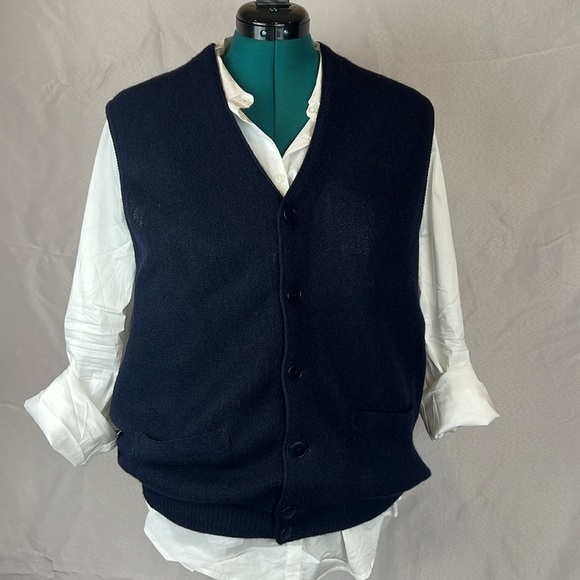Kuna Alpaca Navy Blue V neck Button-Up Vest Cardigan with Pockets Size 1 Small - Picture 12 of 14